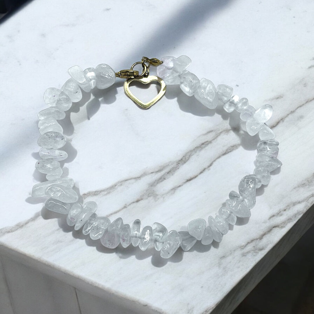 Pulsera de cuarzo cristal con corazón