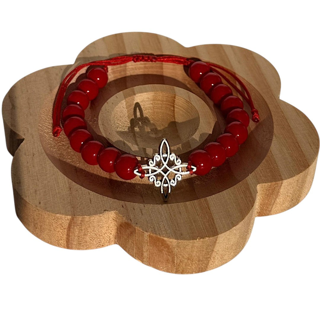 Pulsera de Jaspe Rojo y Nudo de Bruja