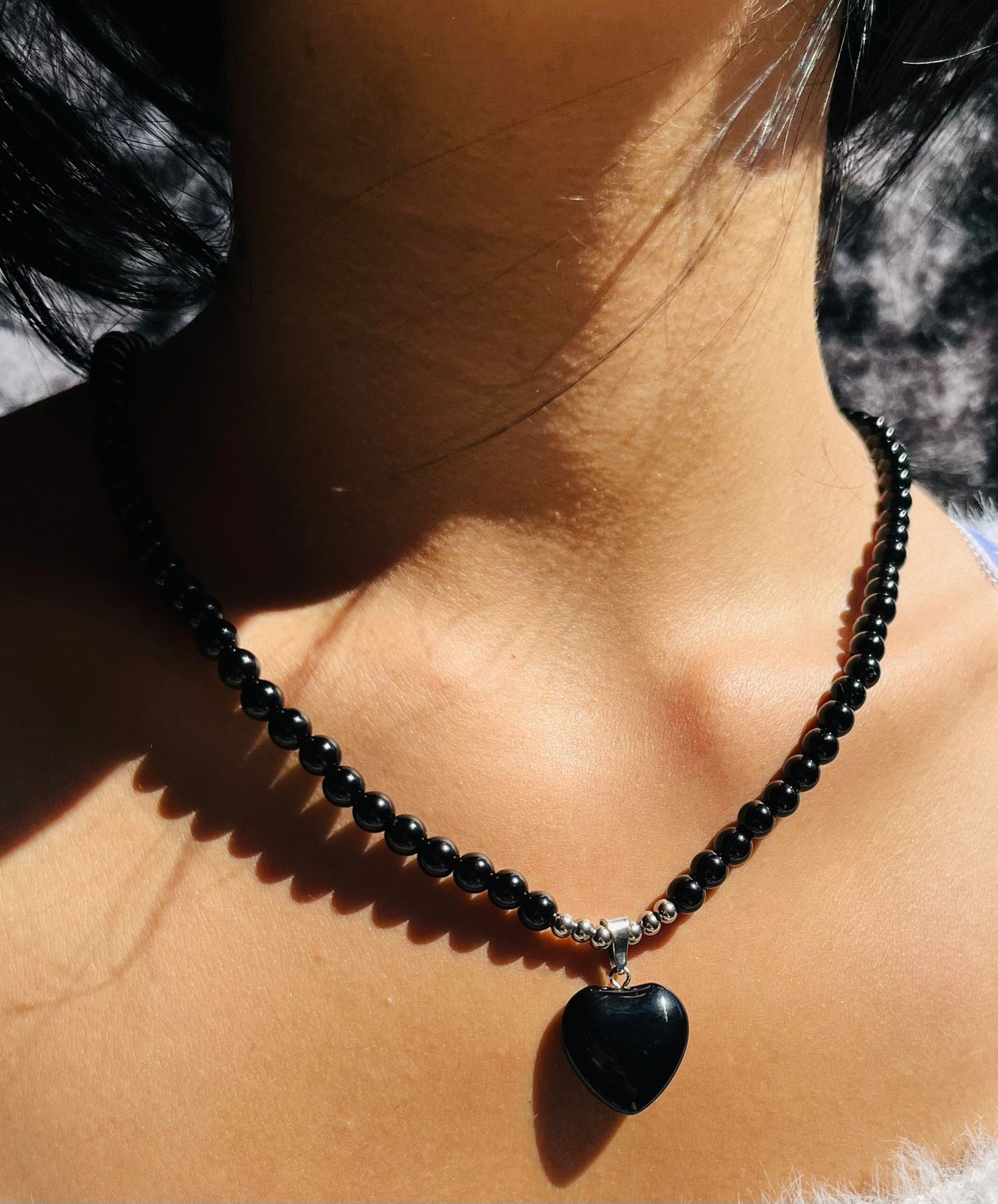 Collar de Ónix con Dije de Corazón