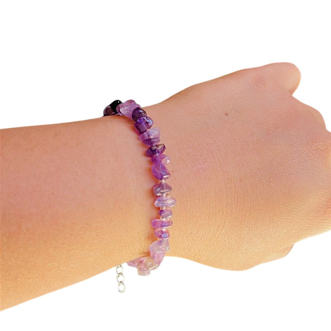 Pulsera de Piedra Amatista Rústica