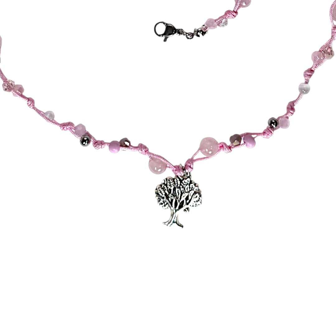 Collar de Cuarzo Rosa con Cristales