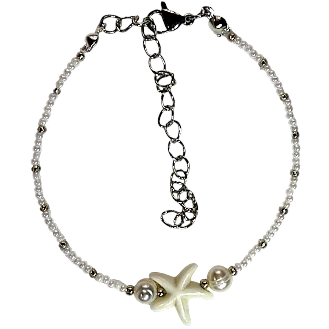 Pulsera con Estrella de Mar y Perlas de Río