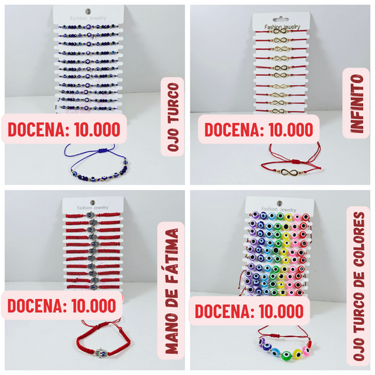 12 uds Pulseras Amuletos Protectores