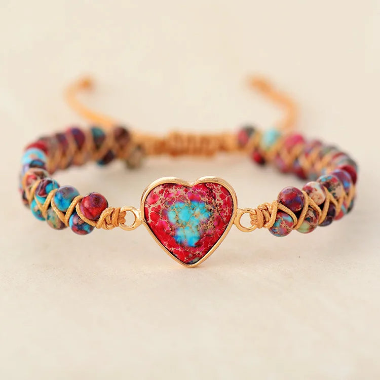 Pulsera Corazón con Piedras Multicolores