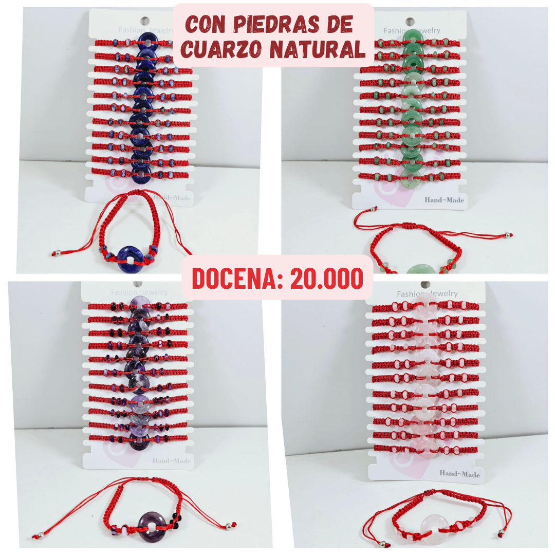 12 uds Pulsera Cuarzo Natural