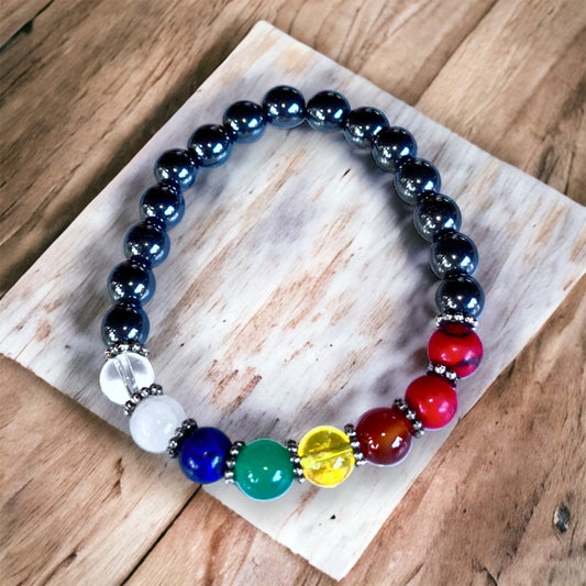 Pulsera de Hematita con los 7 Chakras.