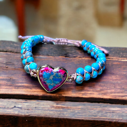 Pulsera Corazón con Piedras Turquesas