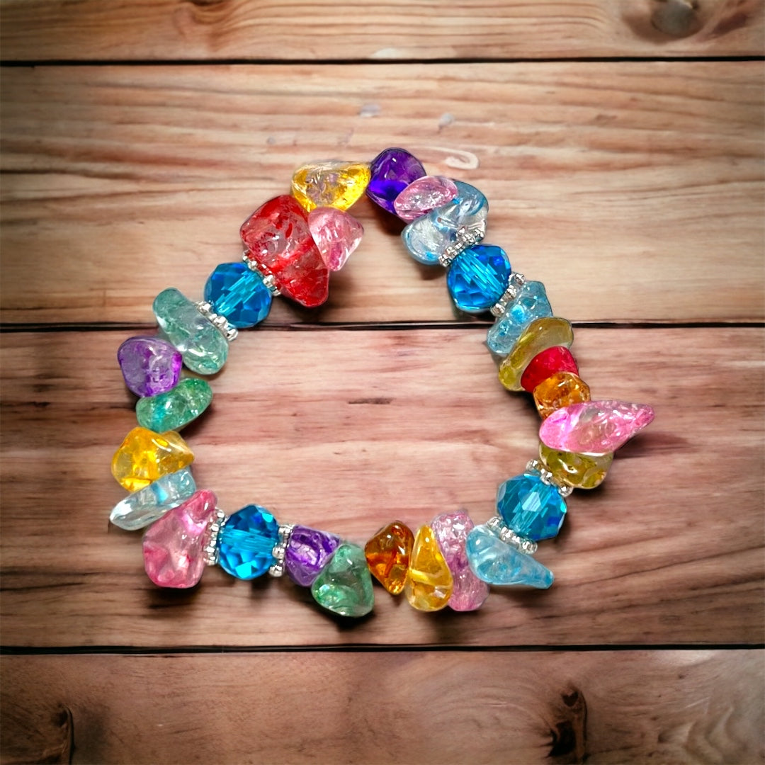 Pulsera de Ágata de Colores con Cristales