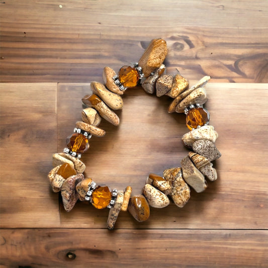 Pulsera de Piedra Madera Petrificada