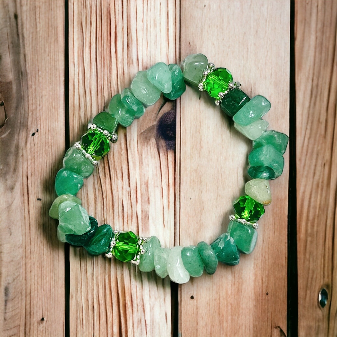 Pulsera Jade Verde con Cristales