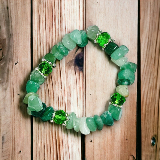 Pulsera Jade Verde con Cristales 10 Uds