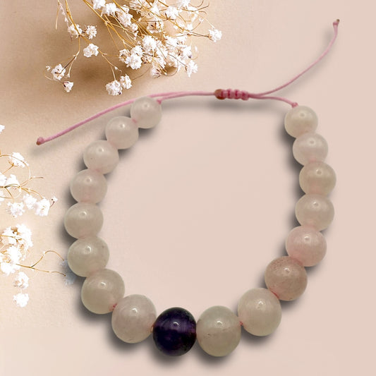 Pulsera Cuarzo Rosa y Amatista N°1
