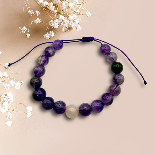 Pulsera Cuarzo Rosa y Amatista N°2