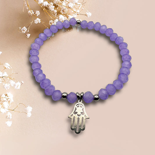 Pulsera de Cristales y Mano de Fátima