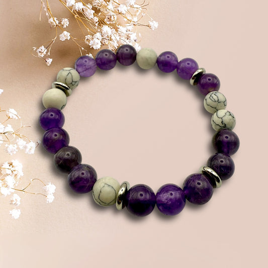 Pulsera Howlita Blanca y Amatista