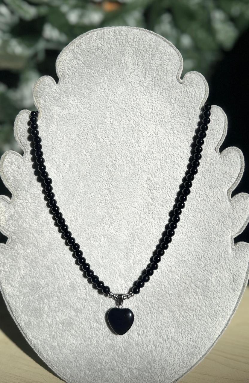 Collar de Ónix con Dije de Corazón