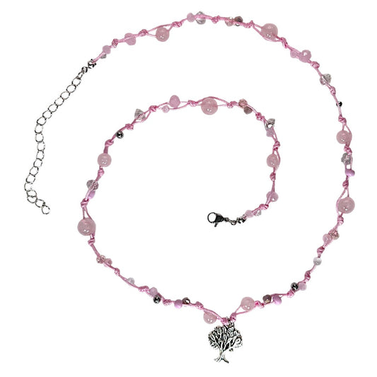 Collar de Cuarzo Rosa con Cristales